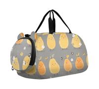 Cute Pears Yellow Fruit Fruit Gray Duffel Bag with Shoes Compartment Lightweight Weekender Overnight Range Bag for Travel, Sports, Fitness & Workout, cute pears yellow Fruit fruit Gray