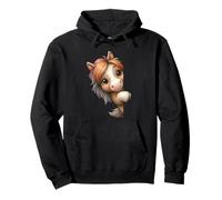 Cute Peeking Pony Kawaii Horse Lover Design Pullover Hoodie