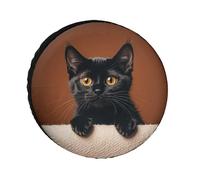 Cute Peeping Black Cat 36 Inch Oxford Spare Tire Cover Travel Accessories Waterproof Dustproof for RV Jeep SUV Camper