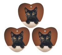 Cute Peeping Black Cat Car Air Freshener, 3 Pcs Love form Hanging Air Freshener Cards, Long Lasting Fragrance Scented Cards for Car, Home, Office Black-style