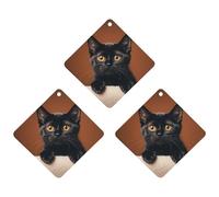 Cute Peeping Black Cat Car Air Freshener, 3 Pcs Rhombus Hanging Air Freshener Cards, Long Lasting Fragrance Scented Cards for Car, Home, Office White-style