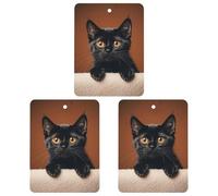 Cute Peeping Black Cat Car Air Freshener, 3 Pcs Square Hanging Air Freshener Cards, Long Lasting Fragrance Scented Cards for Car, Home, Office Gray-style
