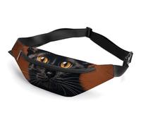 Cute Peeping Black Cat Fanny Packs with Zipper, Personalized Waist Bags with Multiple Pockets, Adjustable Sling Bag for Travel, Waterproof Belt Bag, Crossbody Bags for Unisex