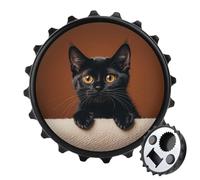 Cute Peeping Black Cat Magnetic Bottle Opener, Space Saving Kitchen Tool, Funny Beer Opener & Refrigerator Magnet for Camping, Traveling Camping Black-style