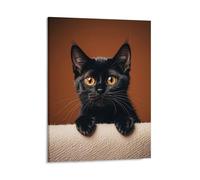 Cute Peeping Black Cat Wall Art for Home Decor, Personalized Canvas Artwork for Office, Lightweight Pictures for Hanging Wall, Modern Prints for Bathroom, Bedroom, Living Room 08x10inch(20x25cm)