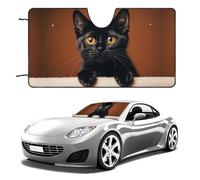 Cute Peeping Black Cat Windshield Sun Shade, Summer Vehicle Accessories, Foldable Car Window Shades, Keep Interior Cool, UV Rays Sun Visor Shade for Car SUV Truck 51"x28"