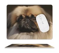 Cute Pekingese Mouse Pad, 10 X 8 Inch PU Leather Mousepad with Smooth Surface, Square Waterproof Mouse Mat Non-Slip Ultra Thin Desk Pad for Gaming, Office & Home