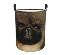 Cute Pekingese Waterproof Polyester Fabric Single-Layer Laundry Hamper With Full Print Design,Sturdy Pe Rim,Dual Handles,For Home Car Storage