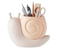 Cute Pen Holder for Desk Adorable Snail Makeup Brush Organizer with Wide Opening Desktop Decor for Office & Home Yellow