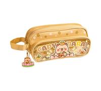 Cute Pencil Bag - 8.66 x 3.15 x 3.94 Inch Animal Zip Pen Case, Large Adorable Stationery Bag, Durable School Essential Supplies Organiser, Perfect for Children, Girls, Teenagers, brown, see
