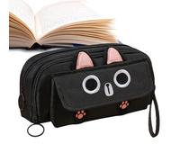 Cute Pencil Bag - Portable Cartoon Cat Pencil Cases - Stationery Box, Desk Organizer, Large Capacity Zippered Pencil Pouch for School, Black, Refer to description, Unisex