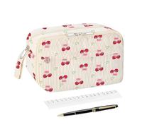 Cute Pencil Bag | Portable Stationery Bag: Large Capacity Makeup Organizer for College Travel School Rubber Art Class Pen Pen Ruler, multicoloured, Consulte la descripción, Cherry