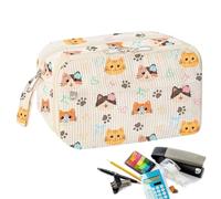 Cute Pencil Bag | Toiletry Bag with Compartments,Portable Toiletry Pouch for Desk Office Classroom College Art Class Work Meetings Travelers Teachers Journal Keepers Artists