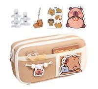 Cute Pencil Case, Capybara Pencil Case, Large Pencil Case, Pencil Case with Zipper, Capybara School Supplies, Cute Stationery Organiser for Pens, Pens, Lapel Pins, Badge, Single Attribute, see