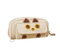 Cute Pencil Case - Embroidered Cat Stationery Box | Girls Pencil Box | Easy Storage Beautiful Pencil Case | Pencil Case Stationery Organiser Large Capacity Pencil Case, beige, see description, See