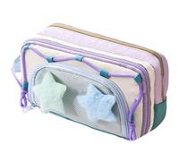 Cute Pencil Case for Girls, Large Capacity, 21x11cm, Multi-Layer Cute Star Pen Pouch, Stationery Organizer Pouch, Multi-Purpose, for School,College, Office and Teaching