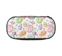 Cute Pencil Case For Girls & Women, Cupcakes Donuts Muffins Sugar Pencil Box With Zipper, Oxford Cloth Large Capacity Pencil Bag, Pencil Pouch With Pen Slots, 22x11x4.5cm - Ideal School Supplies