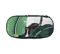 Cute Pencil Case For Girls & Women, Tropical Banana Palm Leaves Pencil Box With Zipper, Oxford Cloth Large Capacity Pencil Bag, Pencil Pouch With Pen Slots, 22x11x4.5cm - Ideal School Supplies