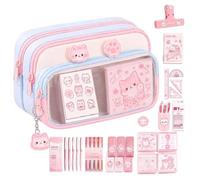 Cute Pencil Case Large Aesthetic Stationery Bag with Lots | Cute Cat Stationery Set for Study Library Office Atelier Travel