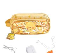 Cute Pencil Case - Large Cartoon Animal Motif Pen Bag for Girls - Aesthetic Pencil Case for Eraser Scissors Students Children Teenagers, yellow, see description, See description