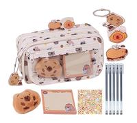 Cute Pencil Case - Large Pencil Bag Set Capybara Stuff | Sticky Notes Gel Pens Storage Bag for Kids Elementary Middle Student School Home Classroom Prizes Birthday