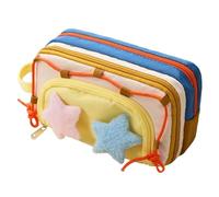 Cute Pencil Case - Large Pencil Case Organizer for School Supplies, Stationery Bag with 8 Compartments for Eraser, Ruler, Pens, Felt-Tip Pens Notepad Student Teacher Kindergarten, Blue, Se référer au