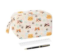 Cute Pencil Case - Pen Holder Case | Portable Stationery Bag | Large Capacity Divided Pockets | Portable Toiletry Pouch for Desk Office Classroom College Art Class Work Meetings Teachers, Kitten