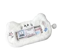 Cute Pencil Case Set , Fluffy Cat & Dog Soft Storage Box with Zipper, Cat Dog Pencil Pouch with Clear Window Pin Display Soft Stationery Pen Bag, Large Capacity School Office Document Holder (Cat)