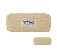 Cute Pencil Case - Shark Pen Bag, Large Storage Bag, Multi-Purpose Bag, Standard Size, Portable Animal Motif Bag for School, Office, Travel and Daily Stationery Organisation, Beige / yellow, see