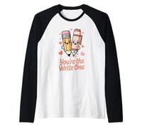 Cute Pencil Pen You're The Write Valentines Day Raglan Baseball Tee
