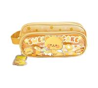 Cute Pencil Pouch - 3-Layer Zipper Pencil Case | Transparent Cute Capybara Pen Holder | Portable Pen Case Storage | Aesthetic Stationery S Bag for Erasers, Scissors, and Sticky Notes for Children, Gir