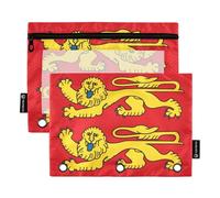 Cute Pencil Pouch 3 Ring Binder Basse Normandy Flag Zipper Binder Pencil Bag Pen Clear Binders Pen Case School Transparent 9.8" x 7.1", 2 Packs