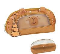 Cute Pencil Studies - Large Capacity Stationery Holder, Adorable Zipper Organizer | School Storage Theme, Portable Pouch for Teen Girls, Boys Solution, Dark Coffee, Se référer au descriptif