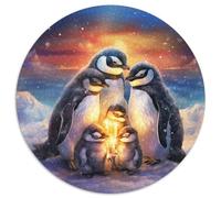 Cute Penguin 1000 Piece Jigsaw Puzzles Circular Jigsaw Stress Reliever Educational Games Beautiful Decoration Puzzle for Travel Gifts,Present 1000pcs (67.5x67.5cm)