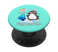 Cute Penguin 4th Birthday In My 4 Year Old Era Fun Arctic PopSockets Adhesive PopGrip