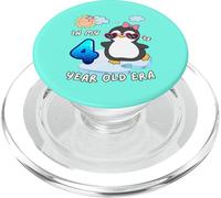 Cute Penguin 4th Birthday In My 4 Year Old Era Fun Arctic PopSockets PopGrip for MagSafe