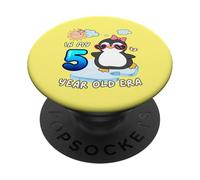 Cute Penguin 5th Birthday In My 5 Year Old Era Fun Arctic PopSockets Adhesive PopGrip