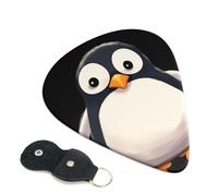 Cute Penguin 6 Pack Guitar Picks With Holder, Personalized Guitar Plectrums Non-Slip Portable Ukulele Bass Picks 0.46mm For Acoustic Guitar Lovers Gifts
