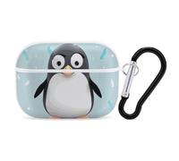 Cute Penguin AirPods Pro Case Cover with Keychain Ring PC Hard Shell Protective Case for AirPods Pro 2nd for Women Men Generation Easy Open Full Drop Protection Cover White-Style