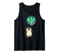 Cute Penguin and Aurora Balloon Whimsical Night Scene Design Tank Top
