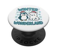 Cute Penguin and Polar Bear Winter Wonderland Christmas Kids PopSockets Adhesive PopGrip
