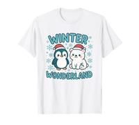 Cute Penguin and Polar Bear Winter Wonderland Christmas Kids T-Shirt