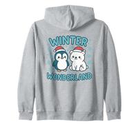 Cute Penguin and Polar Bear Winter Wonderland Christmas Kids Zip Hoodie