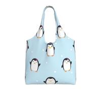 Cute Penguin And Snow Printed,Reusable Tote Bags Grocery Bags Large Capacity Canvas Shopping Shoulder bag