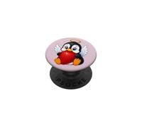 Cute Penguin Angel Holding Strawberry Cartoon Design PopSockets Adhesive PopGrip