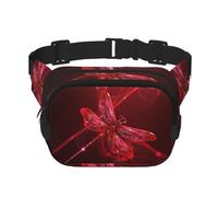 Cute Penguin Animal Pattern Fanny Pack for Women Men Fashion Waist Pack Adjustable Belt Bag for Workout Running Travelling Casual Waist Bag, Abstract Red Dragonfly, One Size