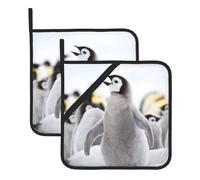 Cute Penguin Animal Pattern Large Pot Holders Oven Mitts Set Heat Resistant Pot Holders Square Pot Holder Hot Pads8 In