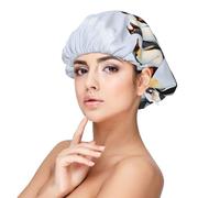 Cute Penguin Animal Pattern Print Adult's Satin Sleeping Cap - Adjustable Elastic Sleep Bonnet - Perfect for Overnight Hairstyles and Hair Care Black