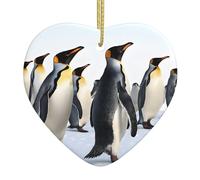 Cute Penguin Animal Pattern -Print Custom Heart Acrylic Ornament Gold Lanyard, For Christmas Wedding Decor, Bulk Gifts & Party Supplies.