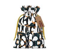 Cute Penguin Animal Pattern Print Drawstring Pouch For Gifts,Reusable Adorable Gift Bags,Perfect For Jewelry And More